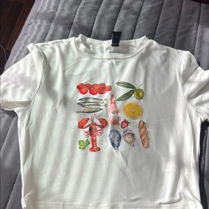 White Kids Shirt with Food Print